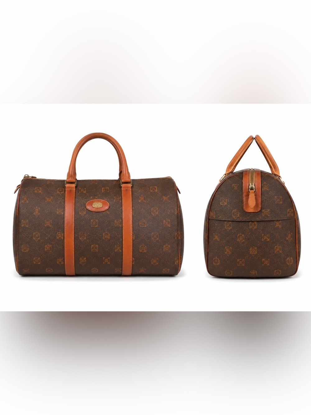 Texier seduction vintage 80s/90s leather trimmed duffle weekender  bag